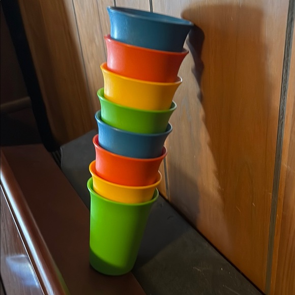 Colorful Tupperware Stackable Plastic Cups - Picture 2 of 7